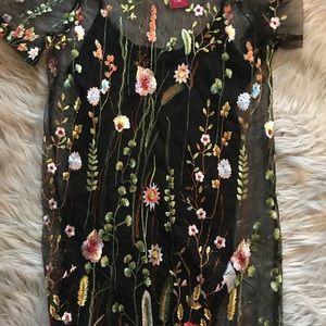 Black with flower embroidery